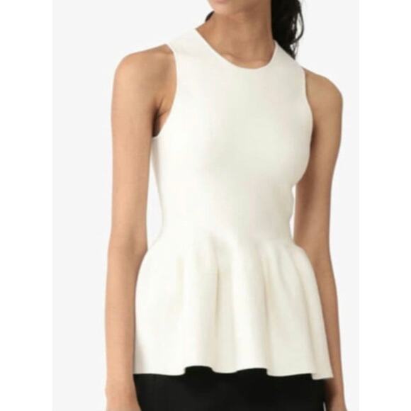 NWT THEORY Ivory Cheshire Shaped Peplum Shell Size XS $345 - Picture 1 of 6